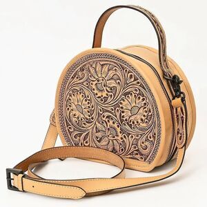 Canteen Genuine Western Tooled Leather American Darling Women Floral Purse New